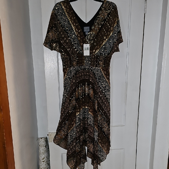 Rabbit Rabbit Rabbit Black and Brown High Low Dress - Picture 1 of 3